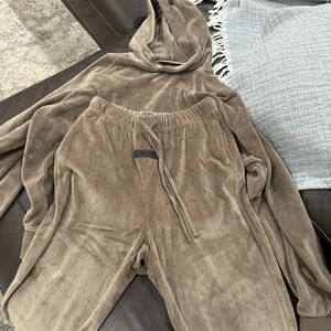 Authentic Essentials FEAR OF GOD Brown Hooded Tracksuit Set